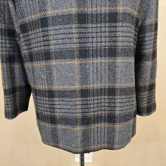Vintage Women's Requirements Gray Plaid Wool Blend Lined Blazer Jacket | Size 12 - Picture 7 of 10